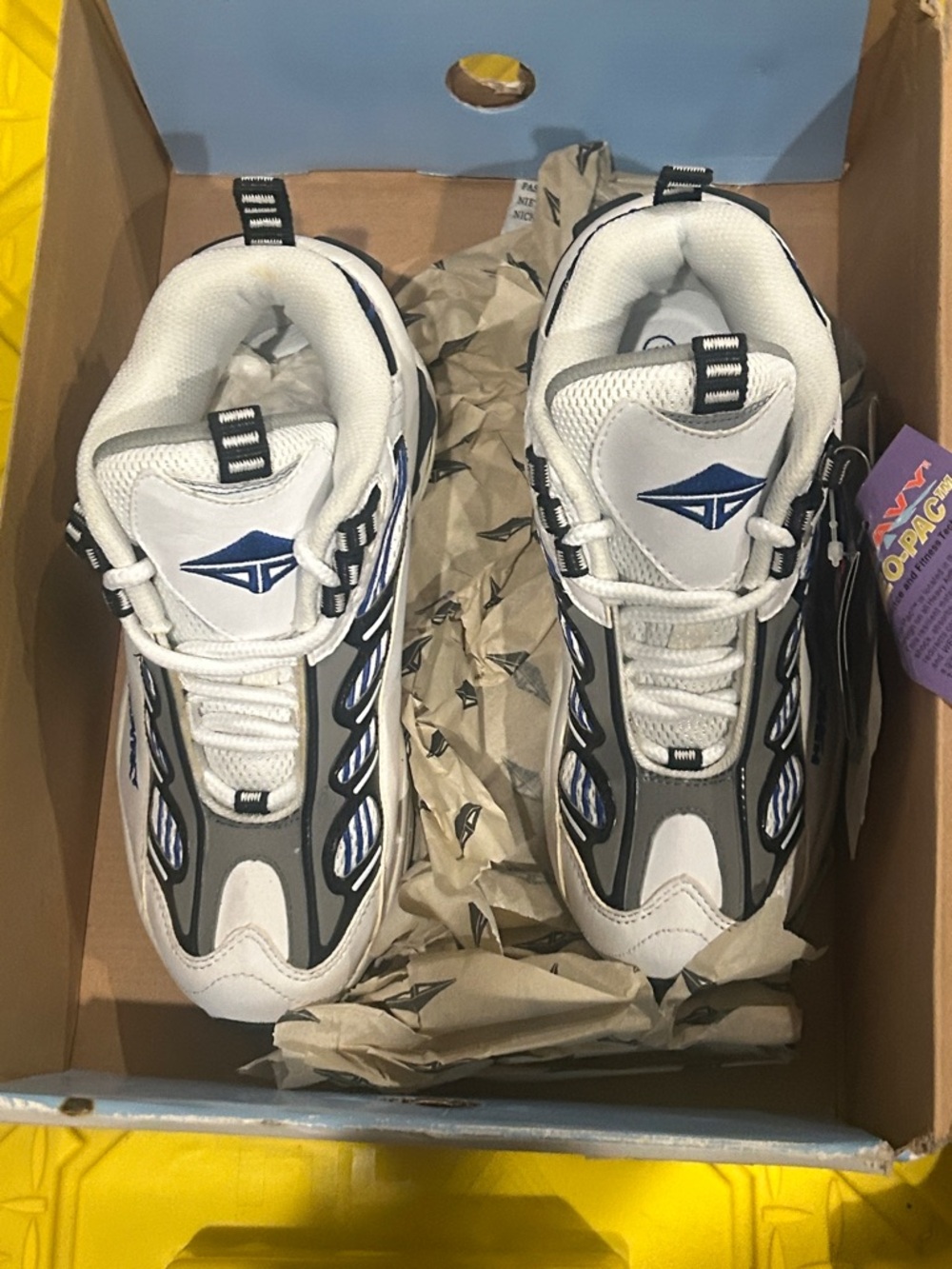 Heavy Air Shoe Box with Blue Logo and Wave Graphics